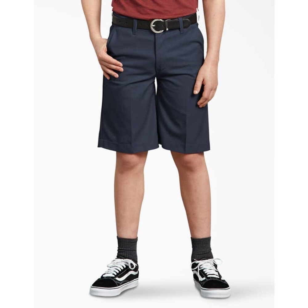Dickies Boys Classic Fit Flexwaist Flat Front Shorts Black Size 14 Husky Nwt